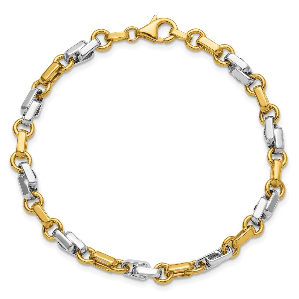 14K Yellow & Rhodium White Polished Fancy Link Bracelet