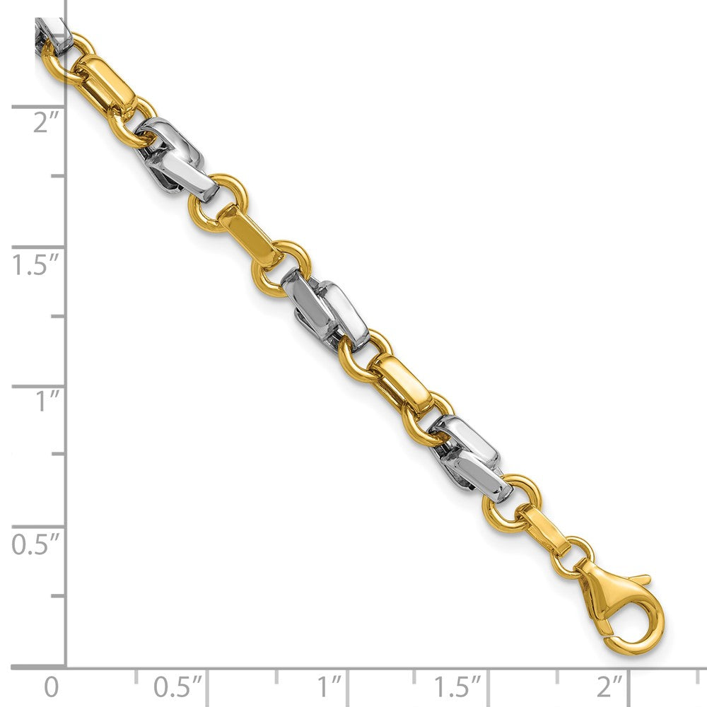 14K Yellow & Rhodium White Polished Fancy Link Bracelet