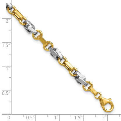14K Yellow & Rhodium White Polished Fancy Link Bracelet