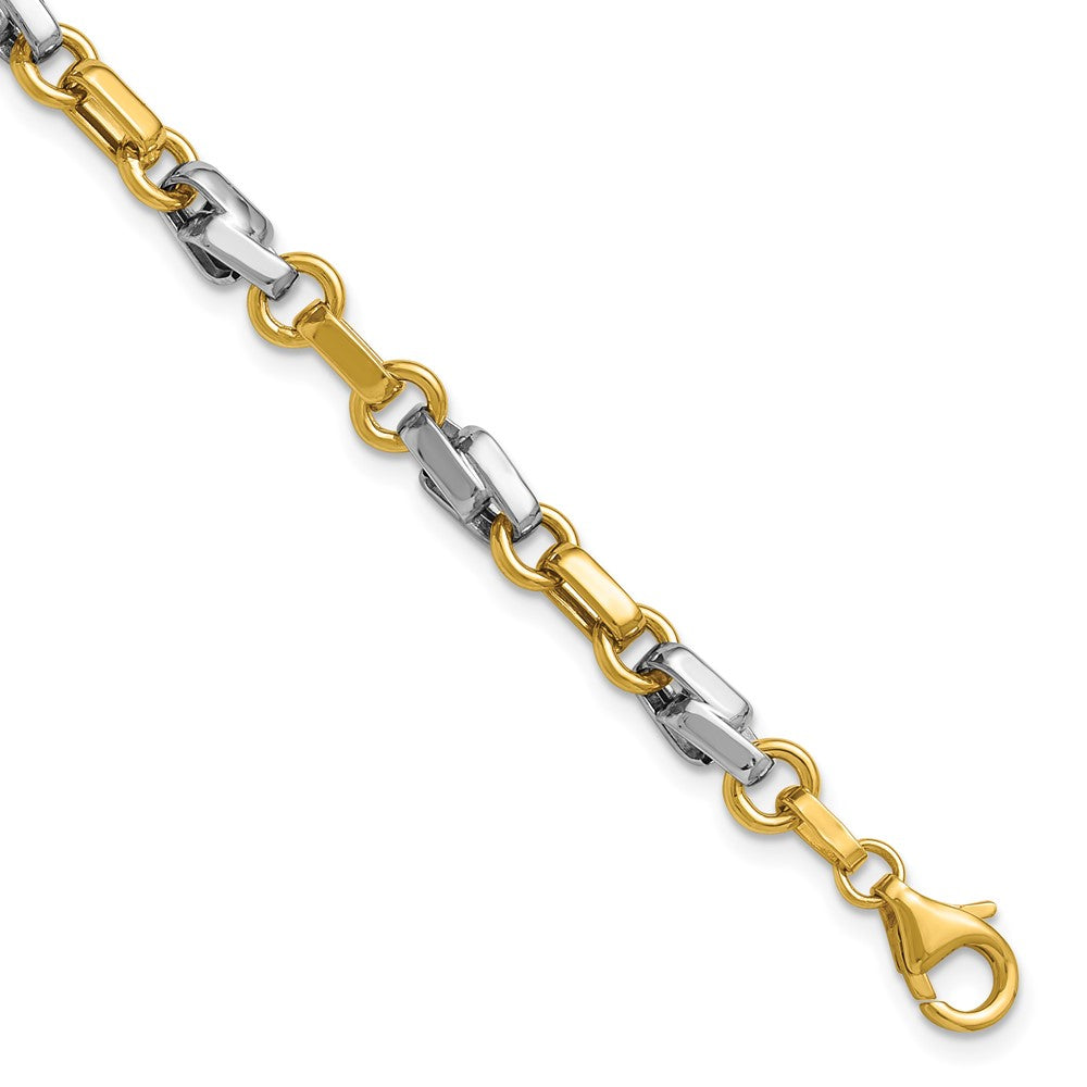 14K Yellow & Rhodium White Polished Fancy Link Bracelet