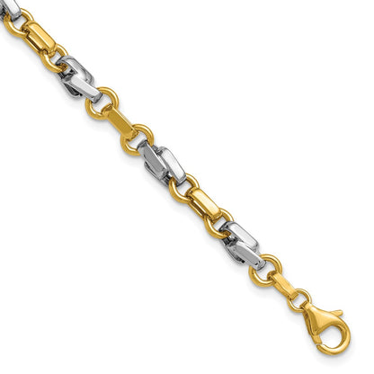 14K Yellow & Rhodium White Polished Fancy Link Bracelet