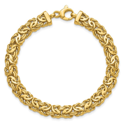 14K Yellow Gold Polished 8.0mm Byzantine Link Bracelet