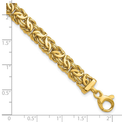 14K Yellow Gold Polished 8.0mm Byzantine Link Bracelet