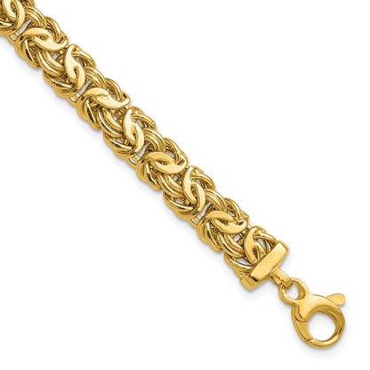 14K Yellow Gold Polished 8.0mm Byzantine Link Bracelet