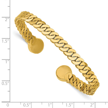 14K Yellow Gold Polished S Link Cuff Bangle