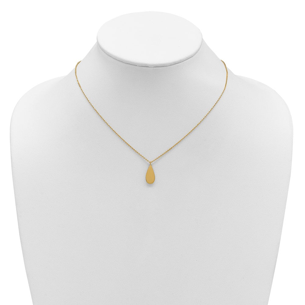14K Yellow Gold Polished And Satin Teardrop W/ 1.25In Ext. Necklace