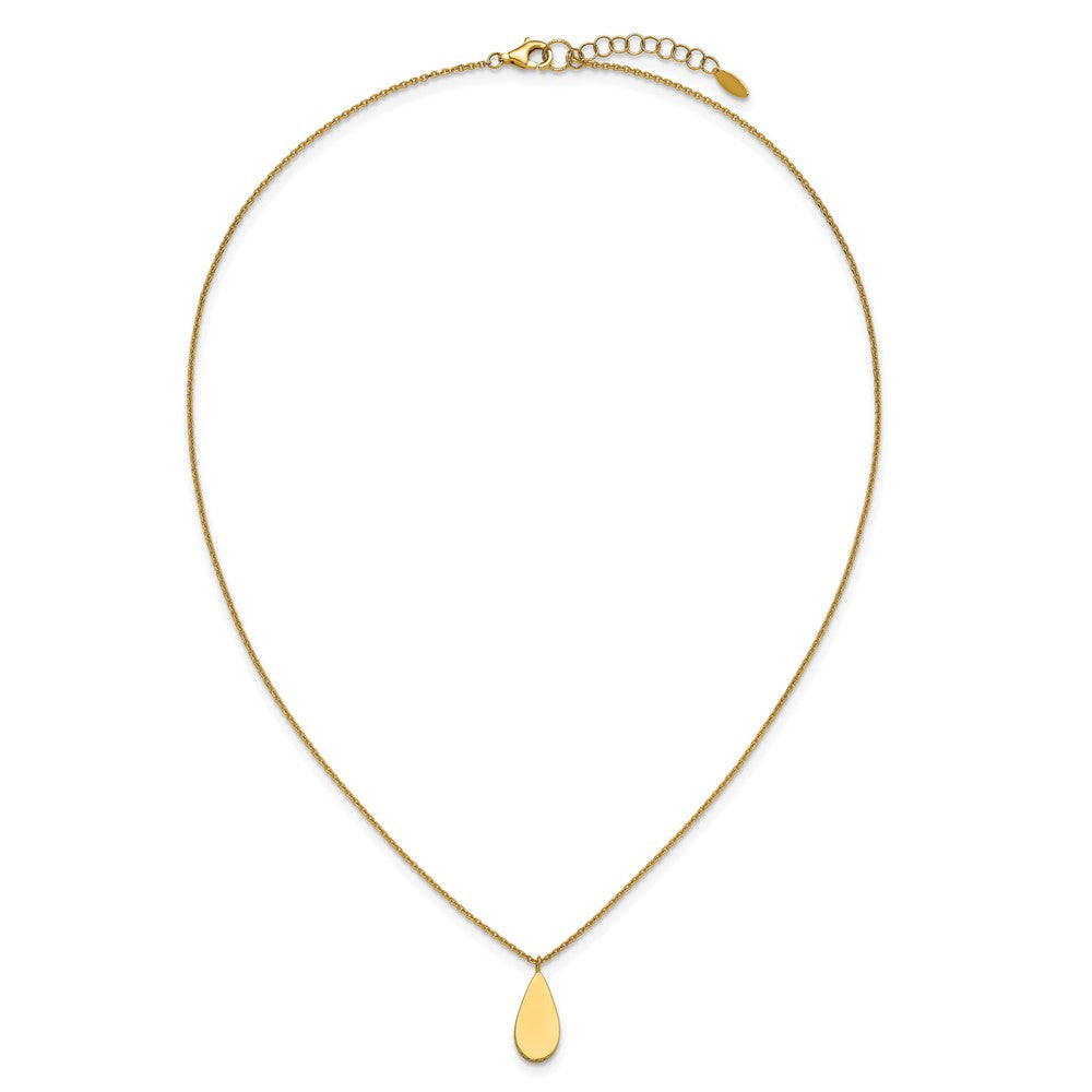 14K Yellow Gold Polished And Satin Teardrop W/ 1.25In Ext. Necklace