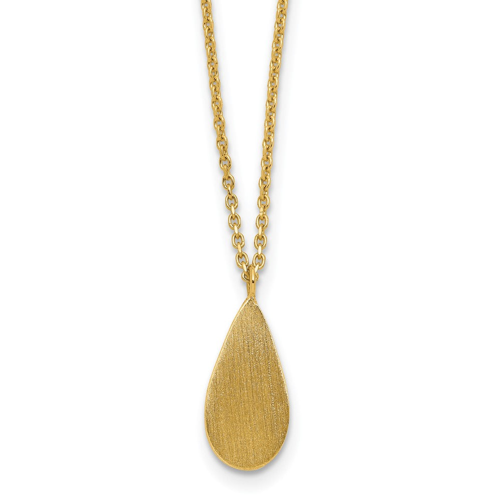 14K Yellow Gold Polished And Satin Teardrop W/ 1.25In Ext. Necklace