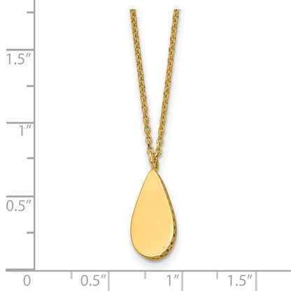 14K Yellow Gold Polished And Satin Teardrop W/ 1.25In Ext. Necklace