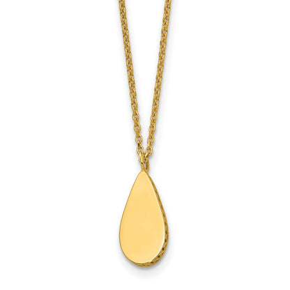 14K Yellow Gold Polished And Satin Teardrop W/ 1.25In Ext. Necklace