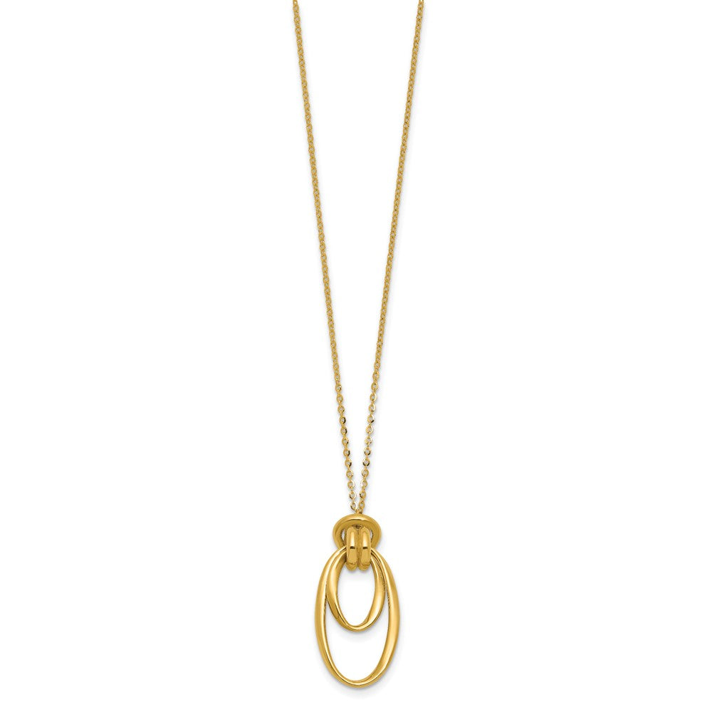 14K Yellow Gold Polished Fancy Ovals With 2In Ext. Necklace