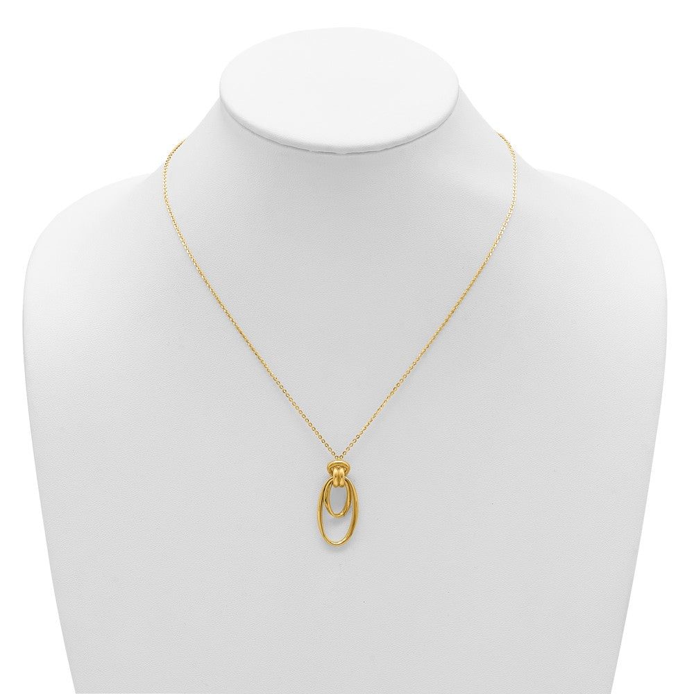 14K Yellow Gold Polished Fancy Ovals With 2In Ext. Necklace
