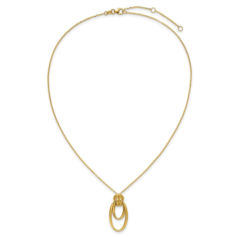 14K Yellow Gold Polished Fancy Ovals With 2In Ext. Necklace