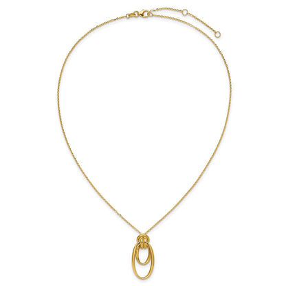 14K Yellow Gold Polished Fancy Ovals With 2In Ext. Necklace