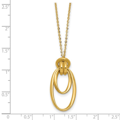 14K Yellow Gold Polished Fancy Ovals With 2In Ext. Necklace