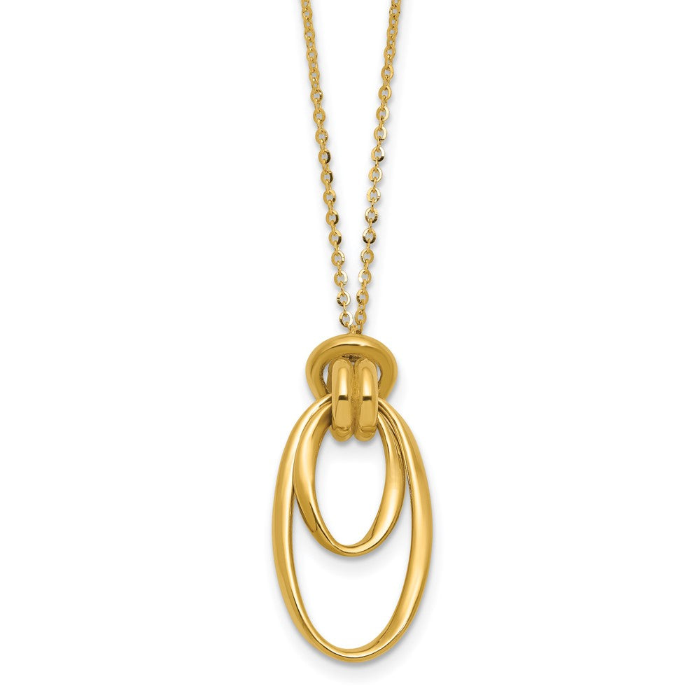 14K Yellow Gold Polished Fancy Ovals With 2In Ext. Necklace