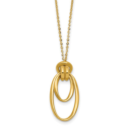 14K Yellow Gold Polished Fancy Ovals With 2In Ext. Necklace