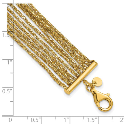 14K Yellow Gold Textured Fancy Mesh Multi Strand W/.75In Ext. Bracelet