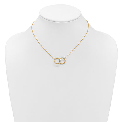 14K Two Tone 14Ktt Pol/Texture/Dia Cut Circles W/ 2In Ext. Necklace