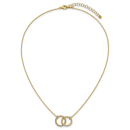 14K Two Tone 14Ktt Pol/Texture/Dia Cut Circles W/ 2In Ext. Necklace