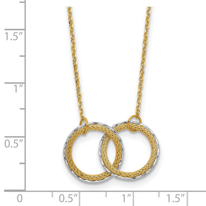 14K Two Tone 14Ktt Pol/Texture/Dia Cut Circles W/ 2In Ext. Necklace