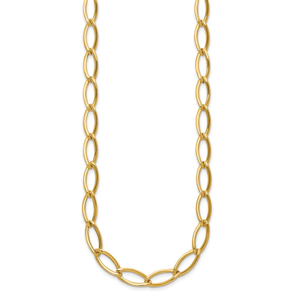 14K Yellow Gold Polished Fancy Oval Link Necklace