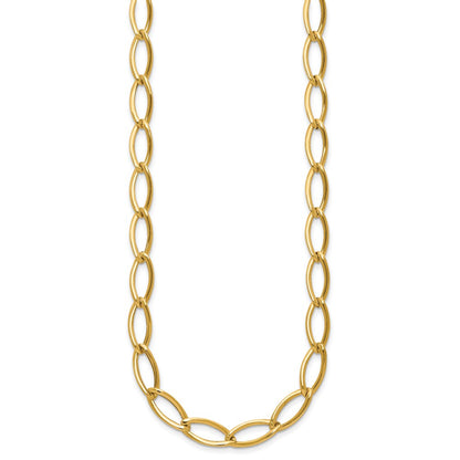 14K Yellow Gold Polished Fancy Oval Link Necklace