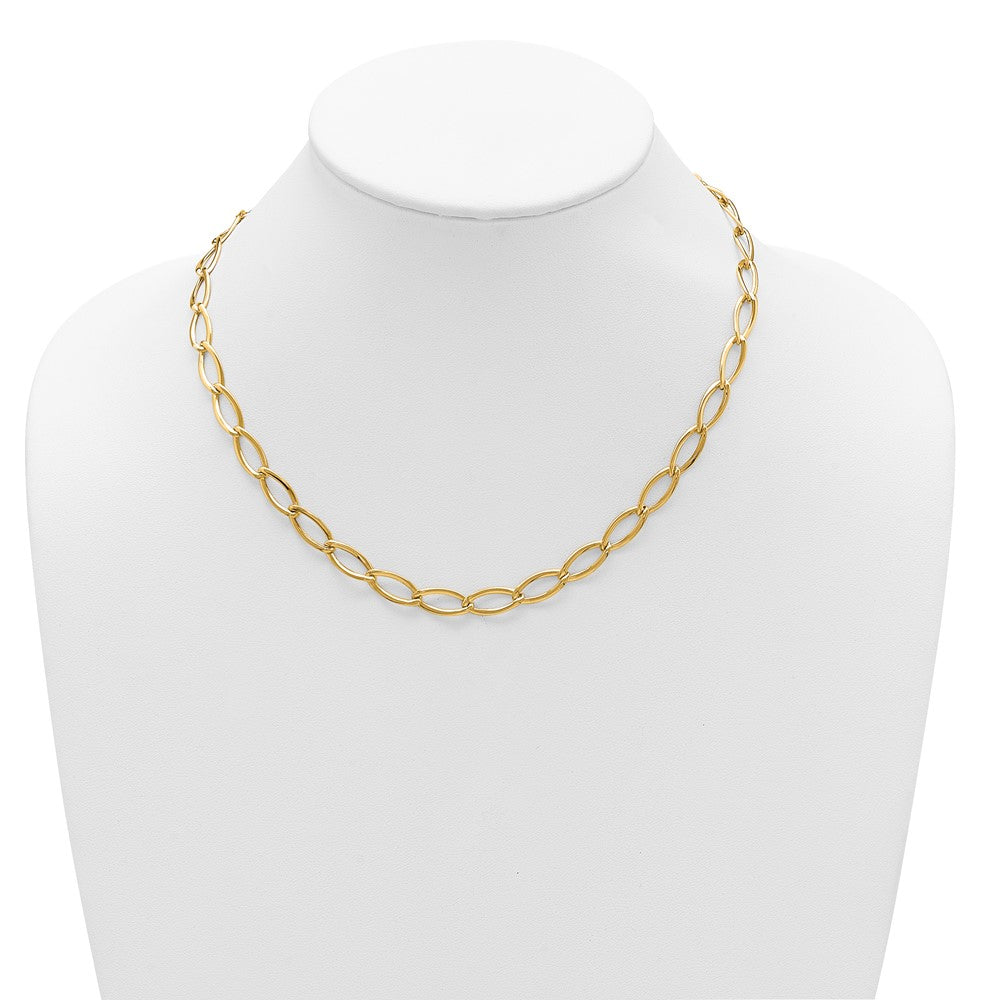 14K Yellow Gold Polished Fancy Oval Link Necklace