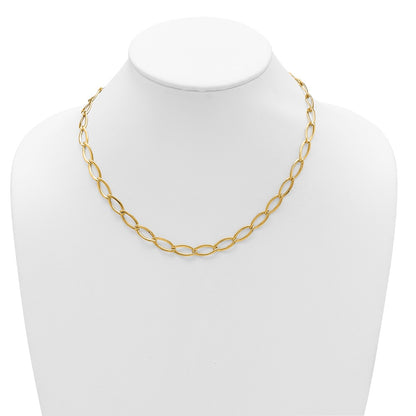 14K Yellow Gold Polished Fancy Oval Link Necklace