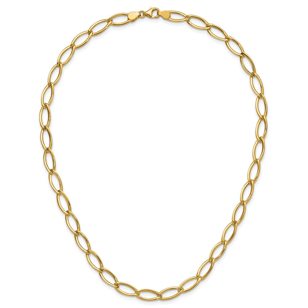 14K Yellow Gold Polished Fancy Oval Link Necklace