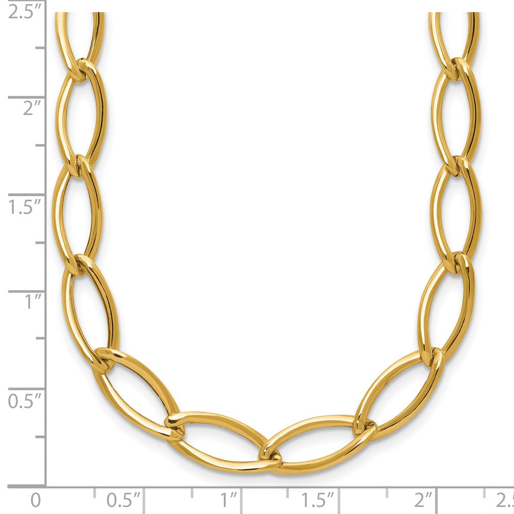 14K Yellow Gold Polished Fancy Oval Link Necklace