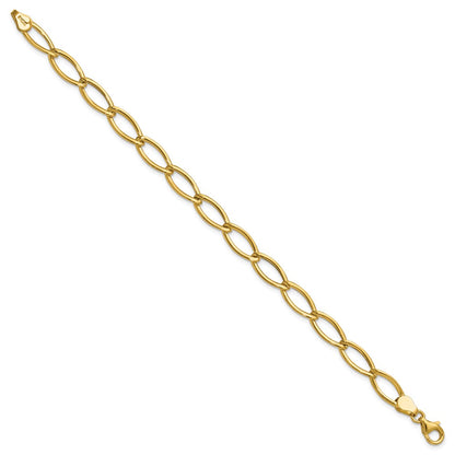 14K Yellow Gold Polished Fancy Oval Link Bracelet