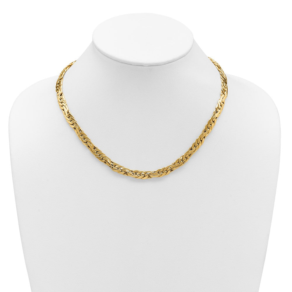 14K Yellow Gold Polished 7.5mm Fancy Link Necklace