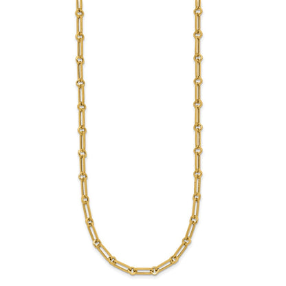 14K Yellow Gold Polished Fancy Paperclip Link Necklace