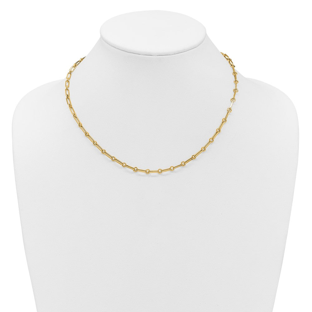 14K Yellow Gold Polished Fancy Paperclip Link Necklace