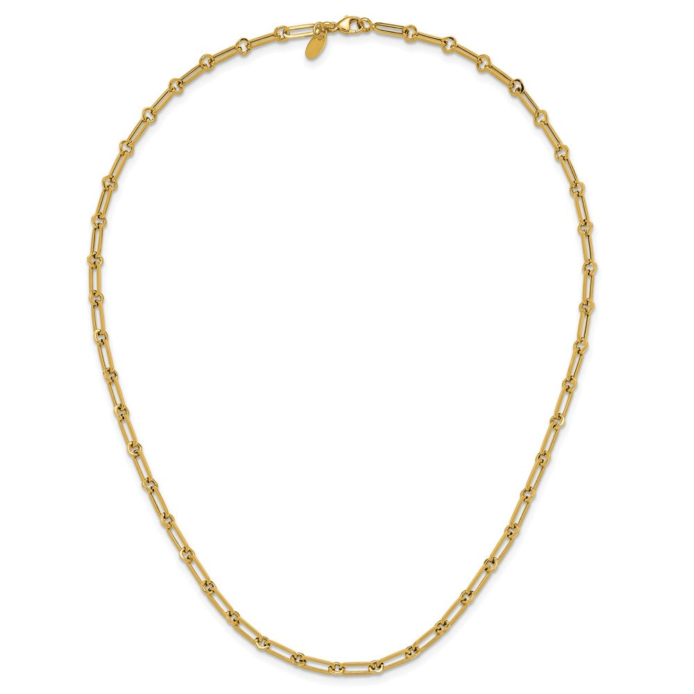 14K Yellow Gold Polished Fancy Paperclip Link Necklace