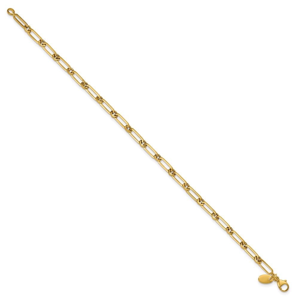 14K Yellow Gold Polished Fancy Paperclip Link Bracelet