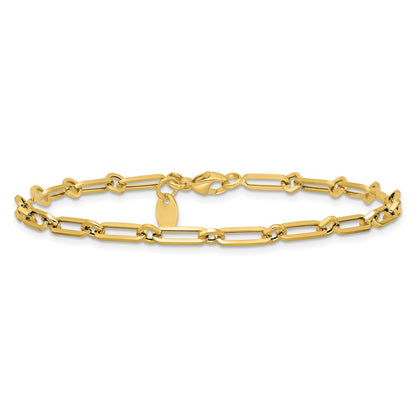 14K Yellow Gold Polished Fancy Paperclip Link Bracelet