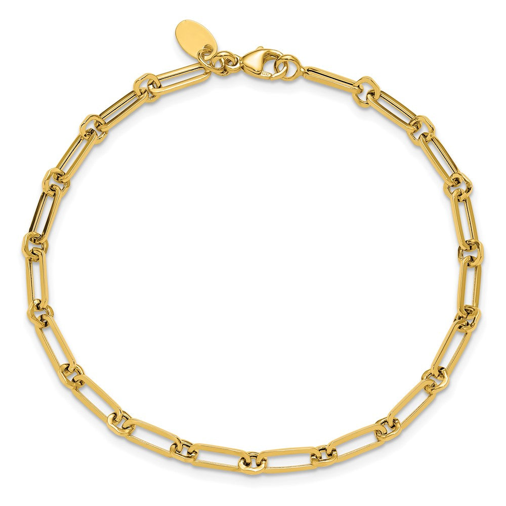 14K Yellow Gold Polished Fancy Paperclip Link Bracelet