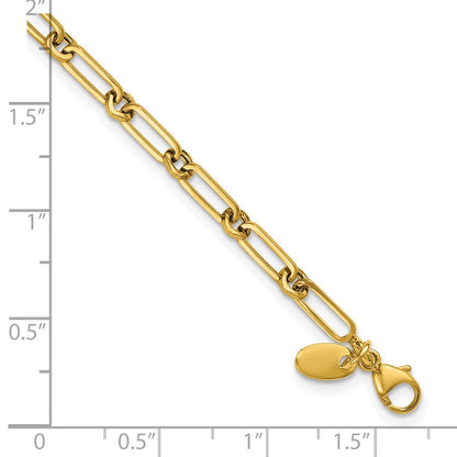 14K Yellow Gold Polished Fancy Paperclip Link Bracelet