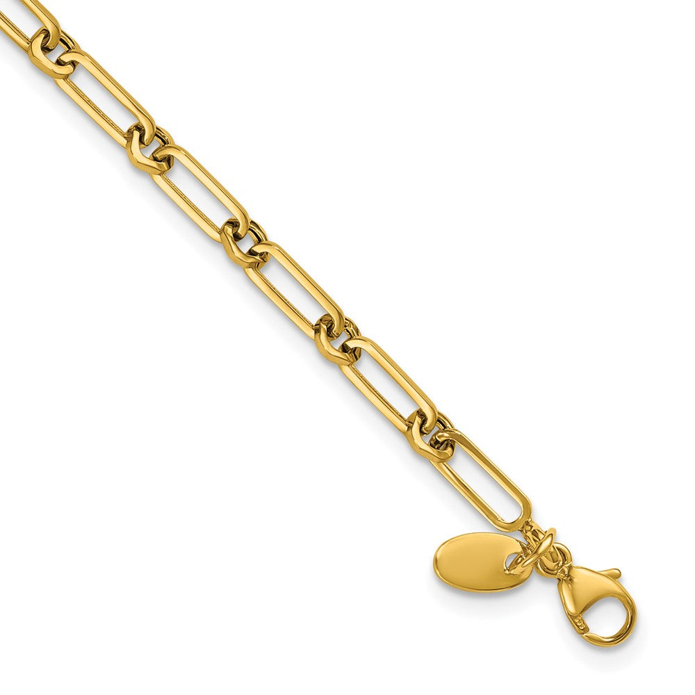 14K Yellow Gold Polished Fancy Paperclip Link Bracelet