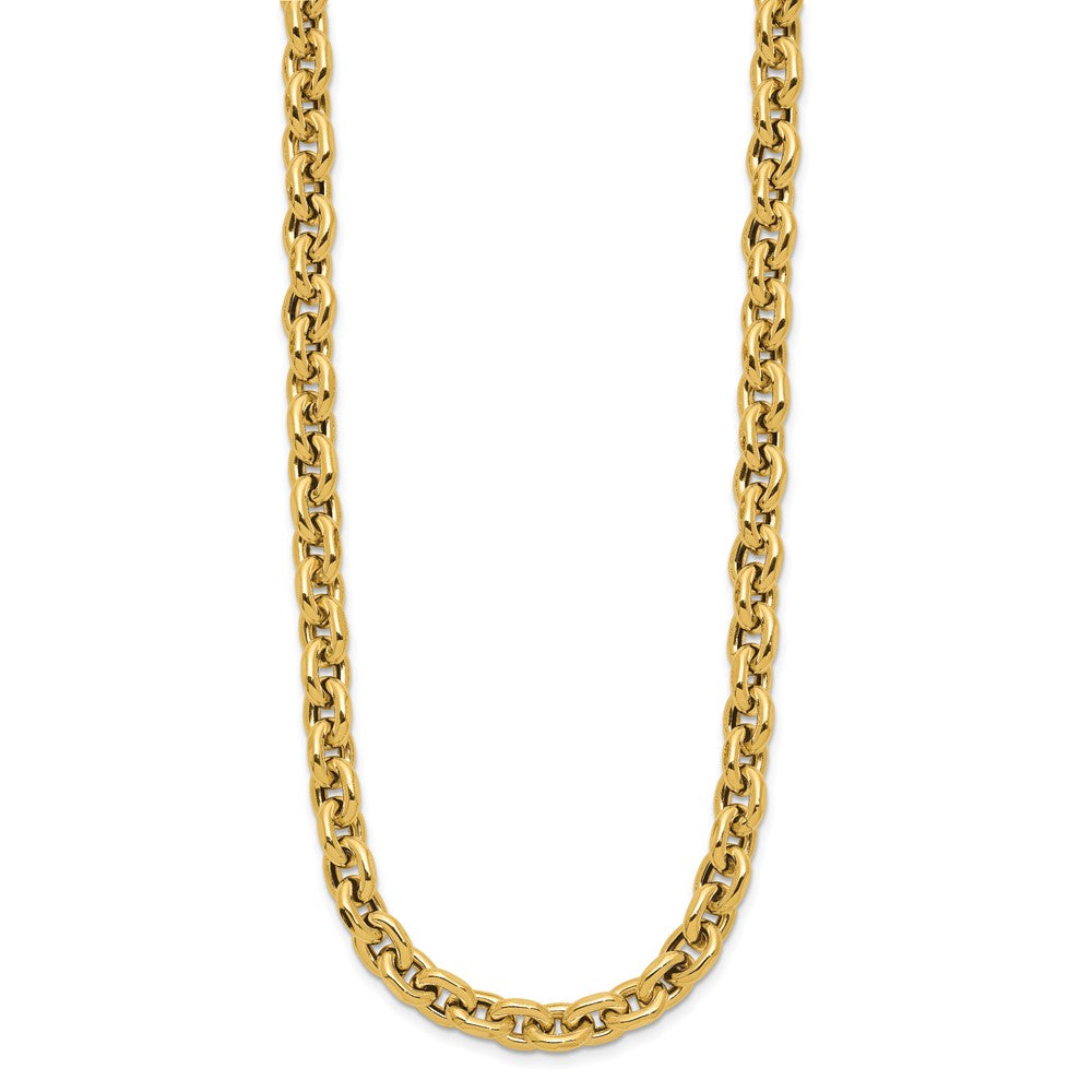 14K Yellow Gold Polished 6.5mm Flat Edge Cable Link Necklace