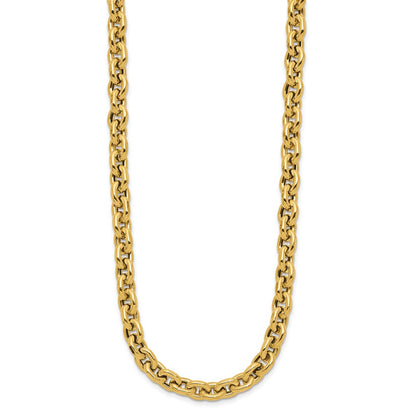 14K Yellow Gold Polished 6.5mm Flat Edge Cable Link Necklace