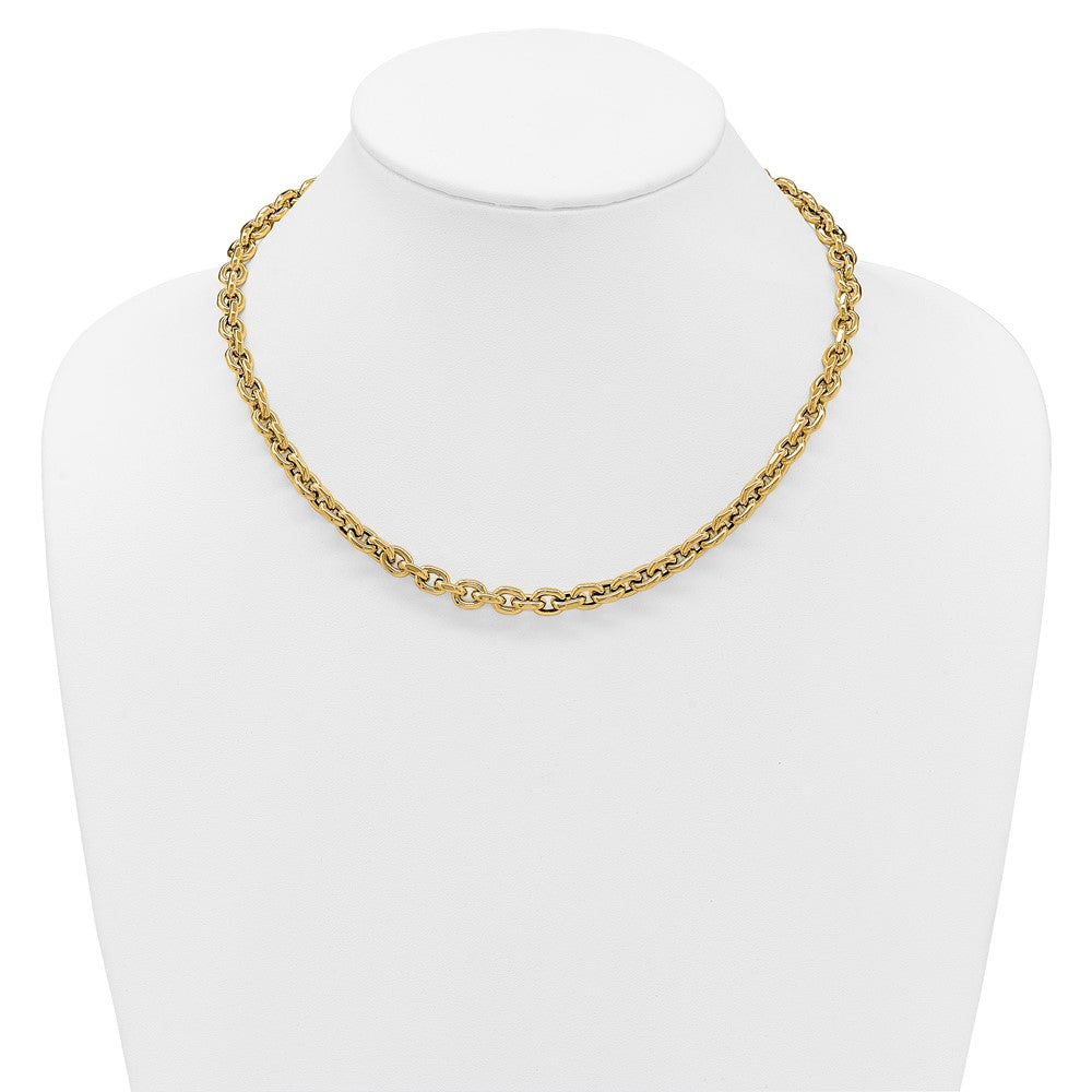 14K Yellow Gold Polished 6.5mm Flat Edge Cable Link Necklace