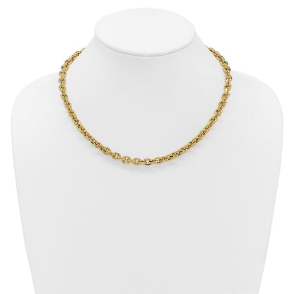 14K Yellow Gold Polished 6.5mm Flat Edge Cable Link Necklace