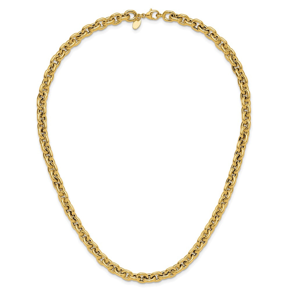 14K Yellow Gold Polished 6.5mm Flat Edge Cable Link Necklace