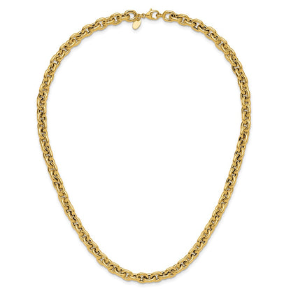14K Yellow Gold Polished 6.5mm Flat Edge Cable Link Necklace