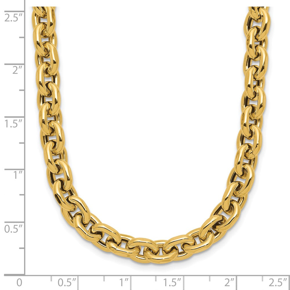 14K Yellow Gold Polished 6.5mm Flat Edge Cable Link Necklace