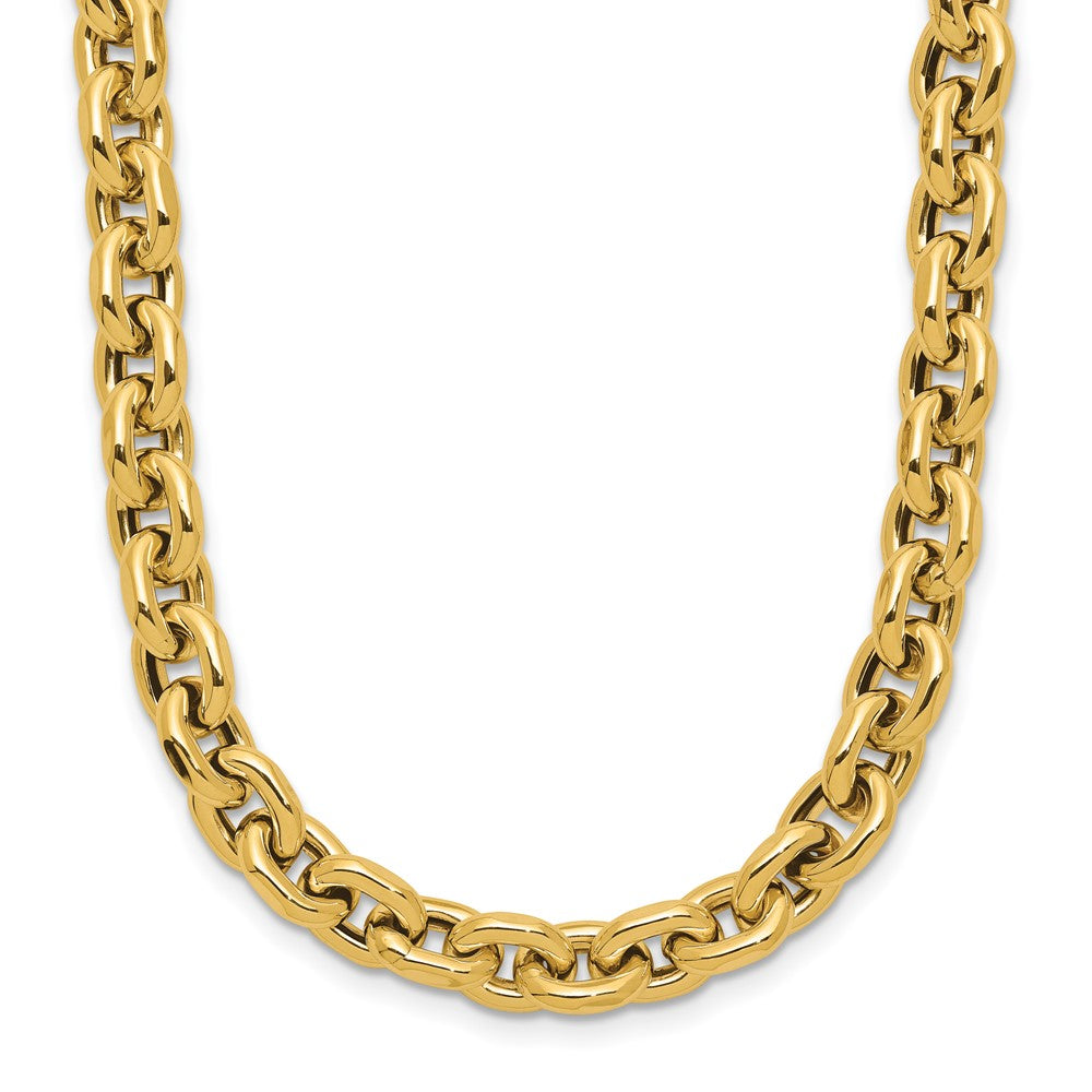 14K Yellow Gold Polished 6.5mm Flat Edge Cable Link Necklace