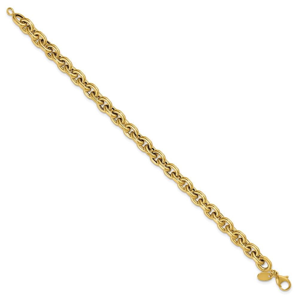 14K Yellow Gold Polished 6.5mm Flat Edge Cable Link Bracelet